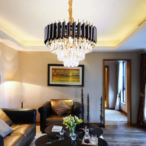 Candelabru Modern Cristal BLACK, 300 mm, Reglabil, Design Elegant
