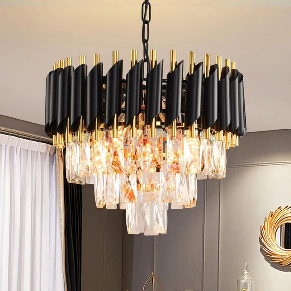 Candelabru Modern Cristal BLACK, 300 mm, Reglabil, Design Elegant