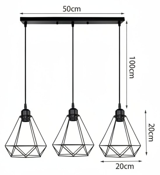 Lustra suspendata liniara, design vintage industrial