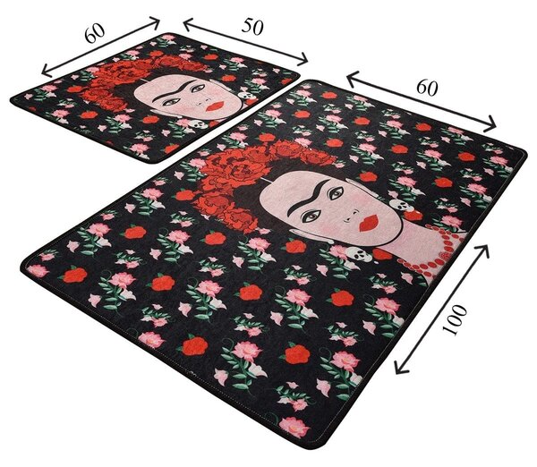 Set 2 covorase baie FRIDA, forma dreptunghiulara, poliester, multicolo