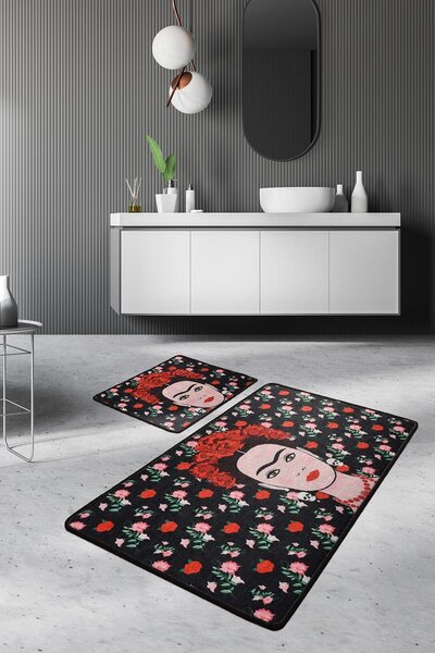Set 2 covorase baie FRIDA, forma dreptunghiulara, poliester, multicolo
