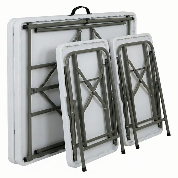 Set masa pliabila 4 persoane din otel cu HDPE + doua banci pliabile pentru gradina, camping