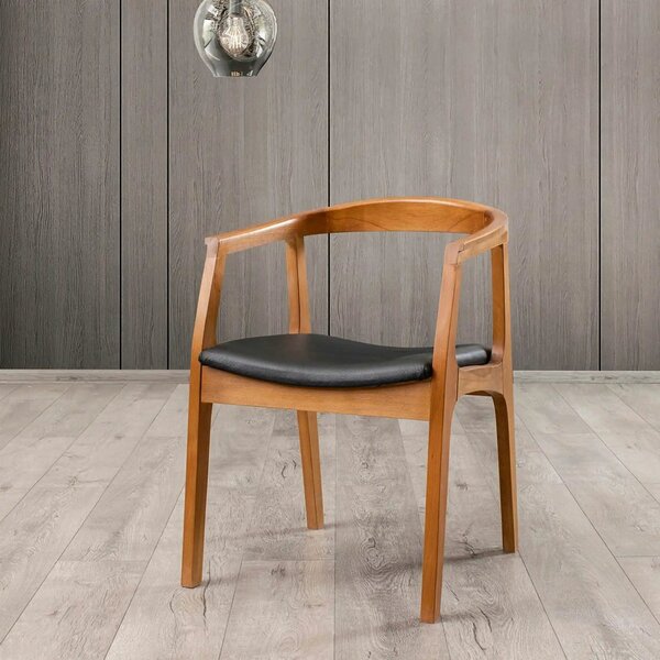 Scaun ALBERO 44, negru/nuc, piele ecologica/lemn, 50x53x70 cm