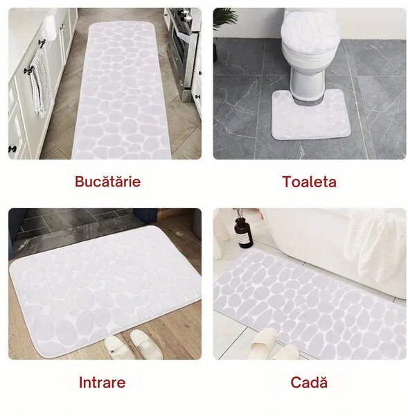 Set 4 Covorașe de Baie Antiderapante, Negru