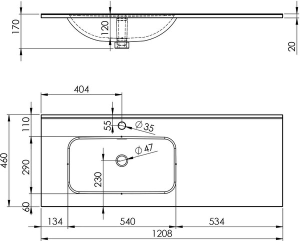 Elita Skappa lavoar 121x46.4 cm dreptunghiular mobilier-cu blat alb luciu RE041204168060
