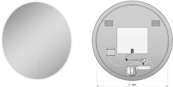 Elita Round oglindă 120x120 cm rotund cu iluminare cu covoraș de încălzire RE068513000010
