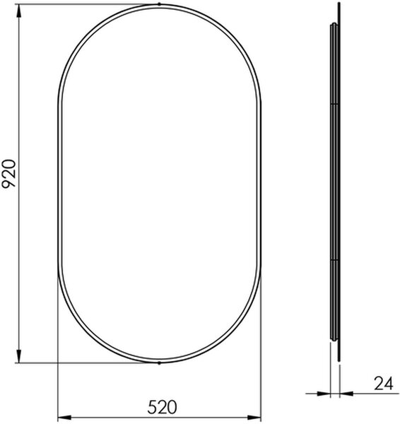 Elita Sharon oglindă 52x92 cm oval cu iluminare negru RE060520010560