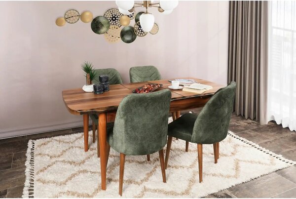 Set 4 scaune DALLAS 558 V4, verde/nuc, stofa catifelata/metal, 50x49x9
