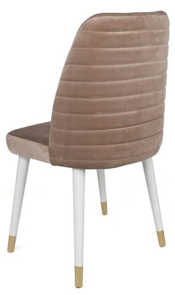 Set 2 scaune HUGO-404 V2, bej/alb, stofa catifelata/lemn, 50x49x90 cm
