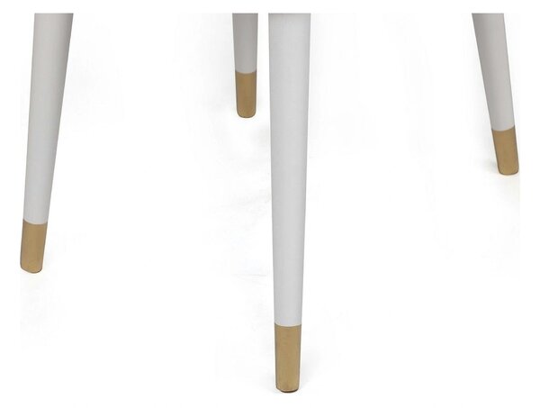 Set 2 scaune HUGO-404 V2, bej/alb, stofa catifelata/lemn, 50x49x90 cm