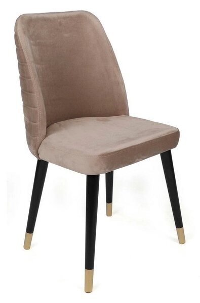 Set 2 scaune HUGO-364 V2, bej/negru, stofa catifelata/lemn, 50x49x90 c