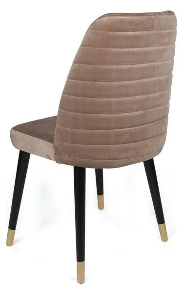 Set 2 scaune HUGO-364 V2, bej/negru, stofa catifelata/lemn, 50x49x90 c