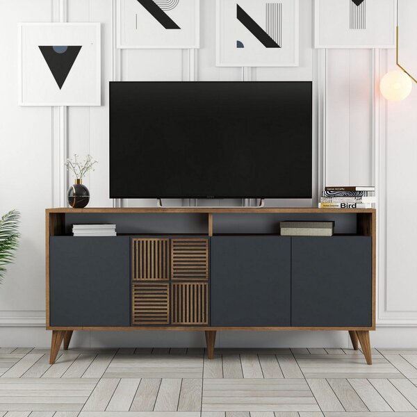 Comoda MILAN, nuc/gri antracit, PAL melaminat, 160x35x78 cm