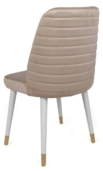 Set 4 scaune HUGO-407 V4, bej/alb, stofa catifelata/metal, 50x49x90 cm