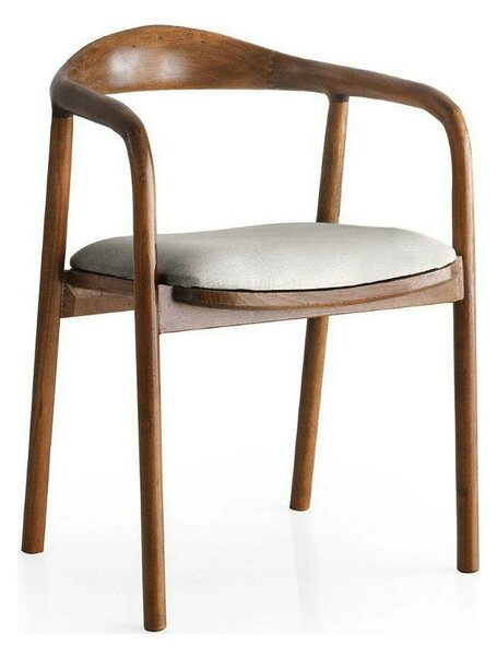 Scaun PA-027, crem/nuc, stofa catifelata/lemn, 52x51x77 cm