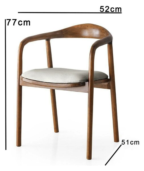 Scaun PA-027, crem/nuc, stofa catifelata/lemn, 52x51x77 cm