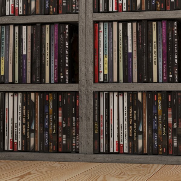 HOMCOM Bibliotecă Raft pentru CD/DVD, Set 2 Bucăți cu 12 Rafturi pentru 204 CD-uri, 21x22,5x88,5 cm, Gri Închis | Aosom Romania