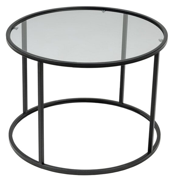 Masuta cafea STARTIS, transparent/negru, sticla/metal, 60x60x45 cm