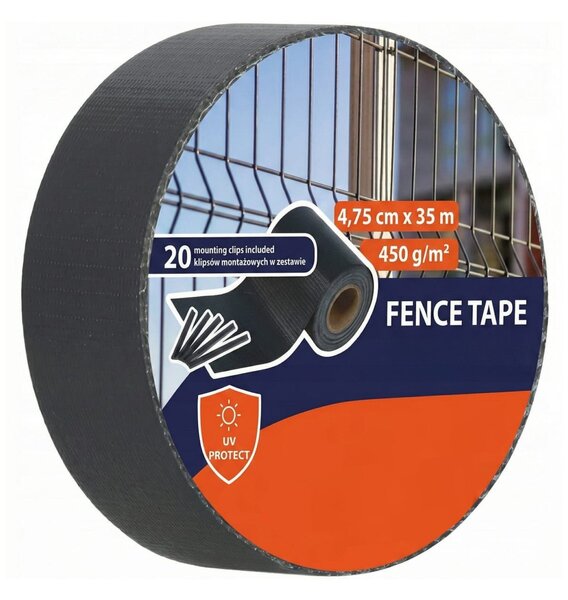 Bandă de intimitate pentru gard din plasă, PVC gri antracit, 35 m × 5 cm, cu cleme