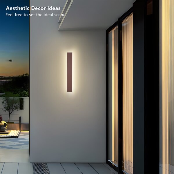 Brilagi - Aplică LED de exterior LINEAR, 12W, 230V, 3000K, IP65, 50 cm, maro, CRI 90
