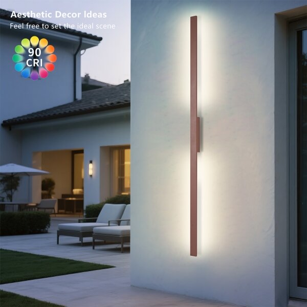 Brilagi - Aplica LED de exterior LUNA, 30 W, 230 V, 3000 K, IP65, 150 cm, maro, CRI 90