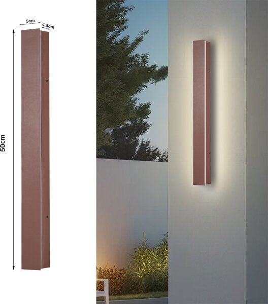 Brilagi - Aplică LED de exterior LINEAR, 12W, 230V, 3000K, IP65, 50 cm, maro, CRI 90