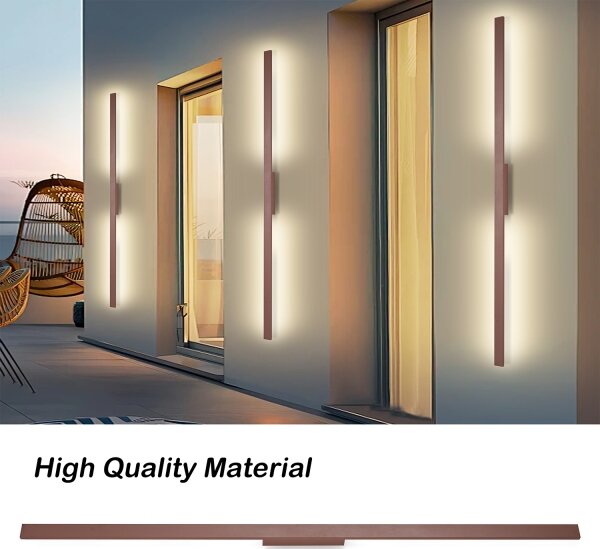 Brilagi - Aplica LED de exterior LUNA, 30 W, 230 V, 3000 K, IP65, 150 cm, maro, CRI 90
