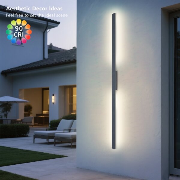 Brilagi LUNA - Aplică LED de exterior pentru perete, 30W, 230V, 4000K, IP65, 150 cm, antracit, CRI 90