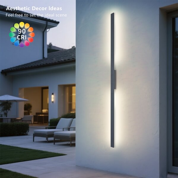 Brilagi LUNA - Aplica LED de exterior pentru perete, 30W, 230V, 3000K, IP65, 150 cm, antracit, CRI 90