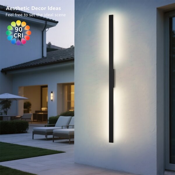 Brilagi LUNA - Aplică LED de exterior, 30W/230V, 4000K, IP65, 150 cm, negru, CRI 90