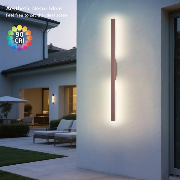 Brilagi - LUNA Aplică LED pentru exterior, 24 W, 230 V, 3000 K, IP65, 100 cm, maro, CRI 90