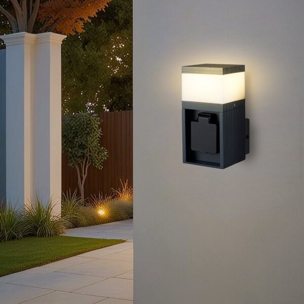 Brilagi - Lampă de exterior cu priză SCHUKO PILLAR 1xG9/11W/230V IP44 antracit