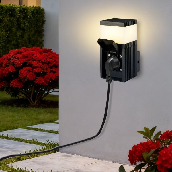 Brilagi - Lampă de exterior cu priză SCHUKO PILLAR 1xG9/11W/230V IP44 antracit