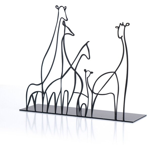 Accesoriu decorativ GIRAFFA, negru, metal, 20x18 cm