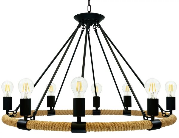 Lustră pe lanț ROPE ARTHUR 8xE27/20W/230V