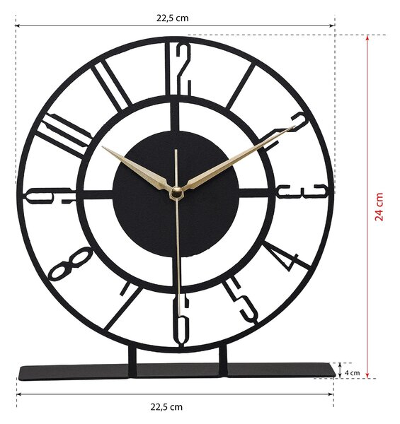 Ceas decorativ CLOCK BUNELLA, negru, metal, 23x24 cm
