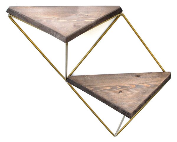 Set 2 polite WR075, stejar inchis/auriu, lemn/metal, 30x13x33 cm