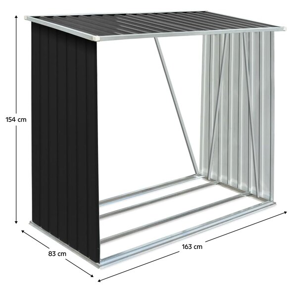 KONDELA Magazie pentru lemn, antracit/alb, 163x83x154 cm, DARYL TIP 1