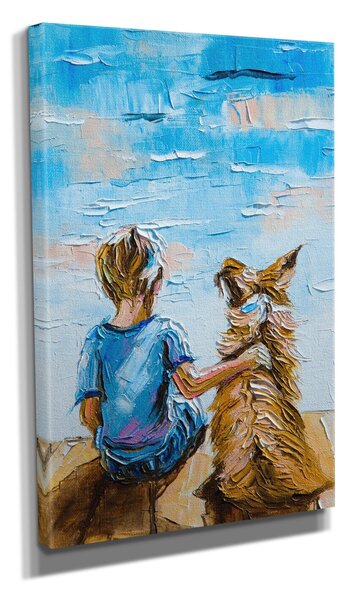 Tablou DC375, albastru, panza, 30x40 cm
