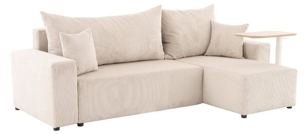 Set: canapea de colț extensibilă Sora L (242 cm) + măsuță auxiliară cu înălțime reglabilă Alto HM