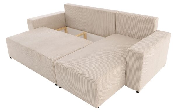 Set: canapea de colț extensibilă Sora L (242 cm) + măsuță auxiliară cu înălțime reglabilă Alto HM