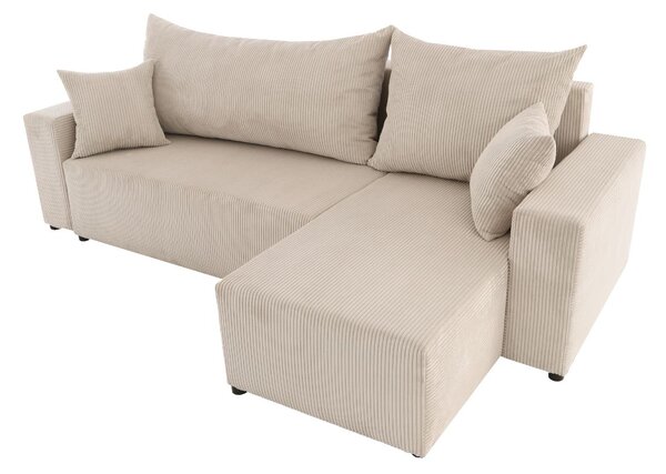 Set: canapea de colț extensibilă Sora L (242 cm) + măsuță auxiliară cu înălțime reglabilă Alto HM