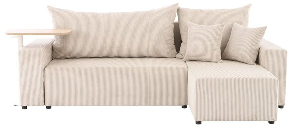 Set: canapea de colț extensibilă Sora L (242 cm) + măsuță auxiliară cu înălțime reglabilă Alto HM