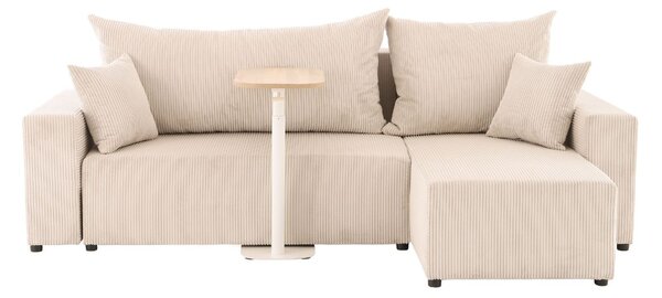 Set: canapea de colț extensibilă Sora L (242 cm) + măsuță auxiliară cu înălțime reglabilă Alto HM