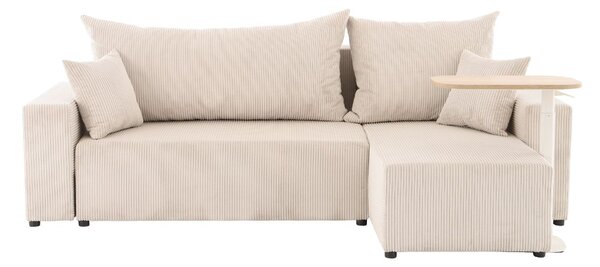 Set: canapea de colț extensibilă Sora L (242 cm) + măsuță auxiliară cu înălțime reglabilă Alto HM