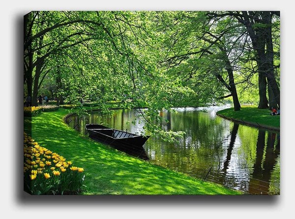 Tablou 441HPE1638, verde, panza/lemn, 100x70 cm