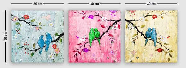 Set 3 tablouri DRPRC9031, multicolor, panza, 30x30 cm