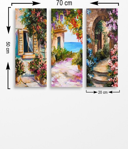 Set 3 tablouri MDF0026, multicolor, 20x50 cm