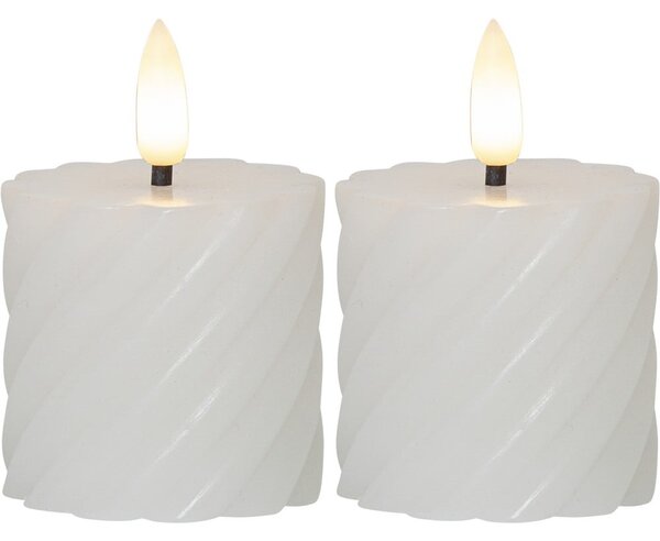 Set de 2 lumânări LED din ceară albă Star Trading Flamme Swirl, înălțime 7,5 cm