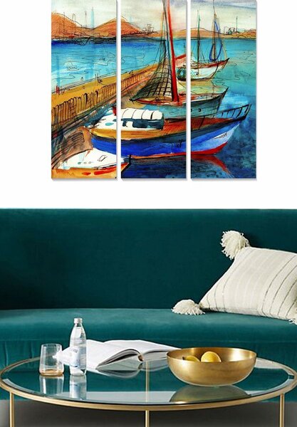 Set 3 tablouri MDF241191064, multicolor, 20x50 cm